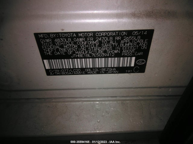 Lexus GS 350 2014 JTHBE1BL7E5039412 Image 14