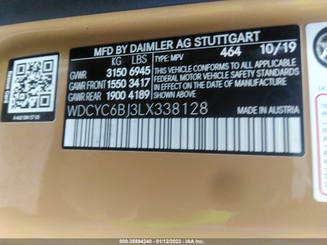 2020 Mercedes-Benz G-Class, VIN: WDCYC6BJ3LX338128