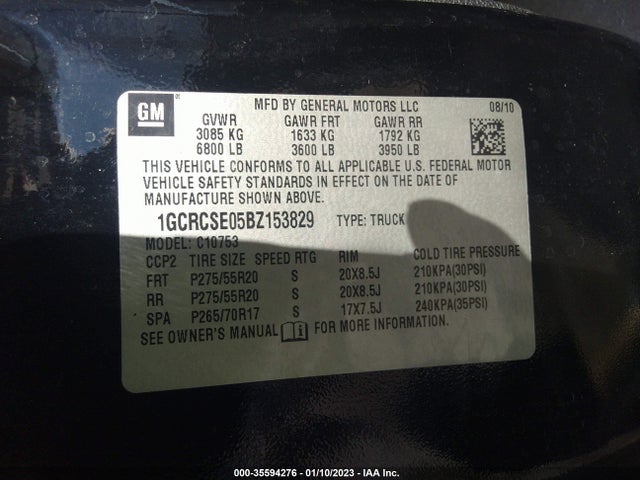 2011 CHEVROLET SILVERADO 1500 LT VIN: 1GCRCSE05BZ153829
