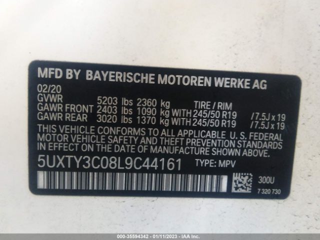 5UXTY3C08L9C44161 BMW X3 Sdrive30i