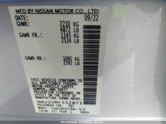 1N4CZ1CV9PC552871 Nissan Leaf Sv Plus