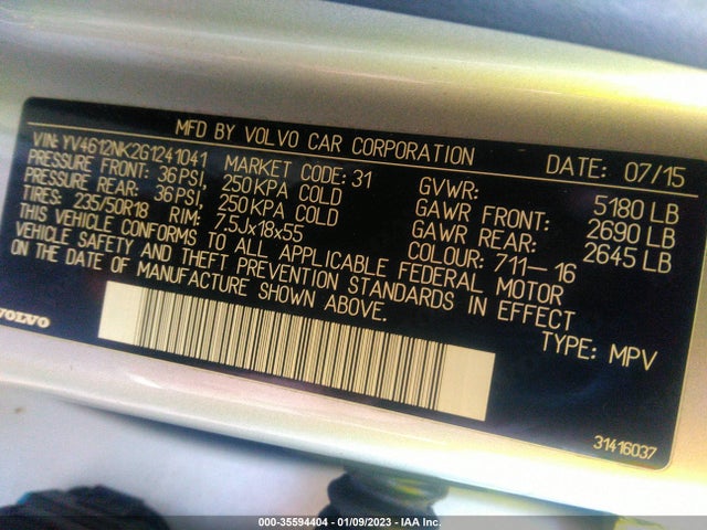 2016 Volvo XC70, VIN: YV4612NK2G1241041