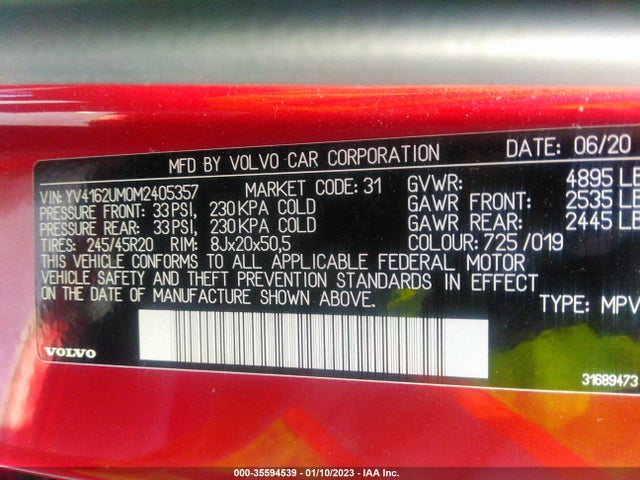 2021 Volvo XC40, VIN: YV4162UM0M2405357