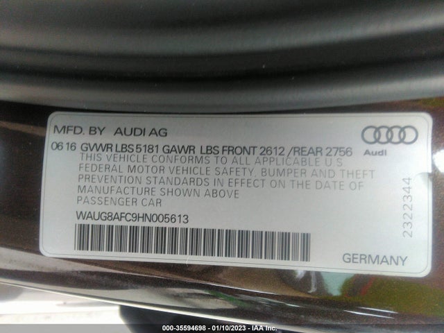 2017 Audi A6, VIN: WAUG8AFC9HN005613