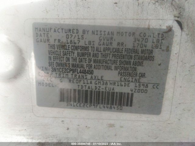 3N1CE2CP9FL448450 Nissan Versa Note Sv