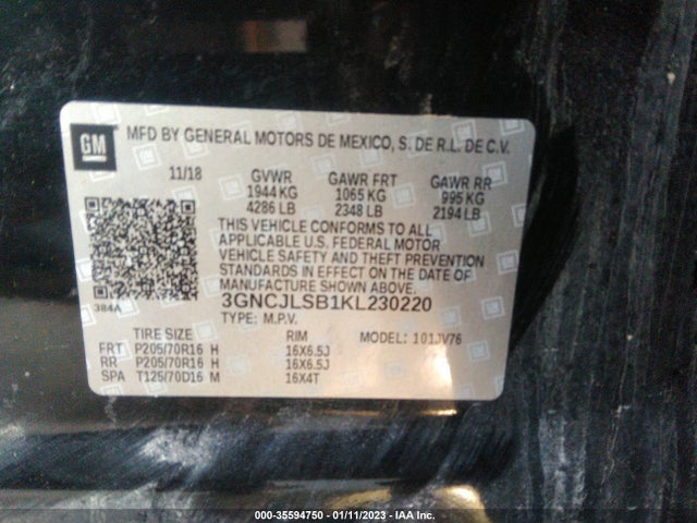 Chevrolet Trax Lt 2019 3GNCJLSB1KL230220 Image 9
