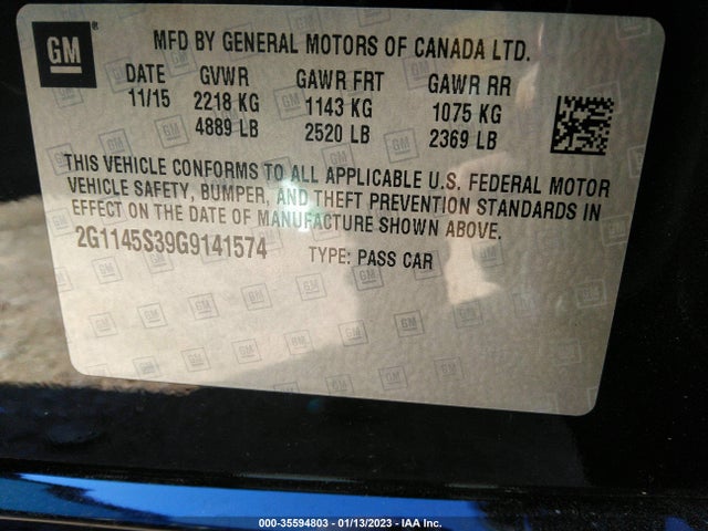 Chevrolet IMPALA LTZ 2016 2G1145S39G9141574 Image 9