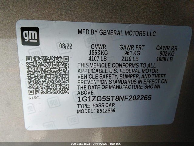 Chevrolet MALIBU RS 2022 1G1ZG5ST8NF202265 Image 9