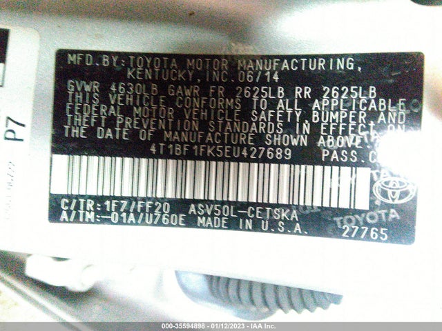 Toyota CAMRY SE 2014 4T1BF1FK5EU427689 Image 9
