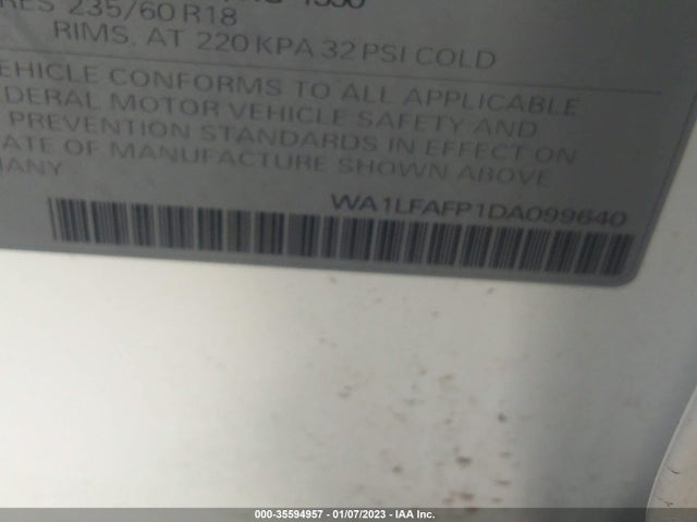 2013 AUDI Q5 PREMIUM PLUS VIN: WA1LFAFP1DA099640