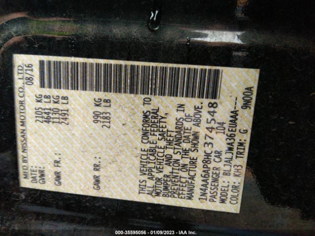 1N4AA6AP8HC374548 Nissan Maxima Sv/s/sl/sr/platinum