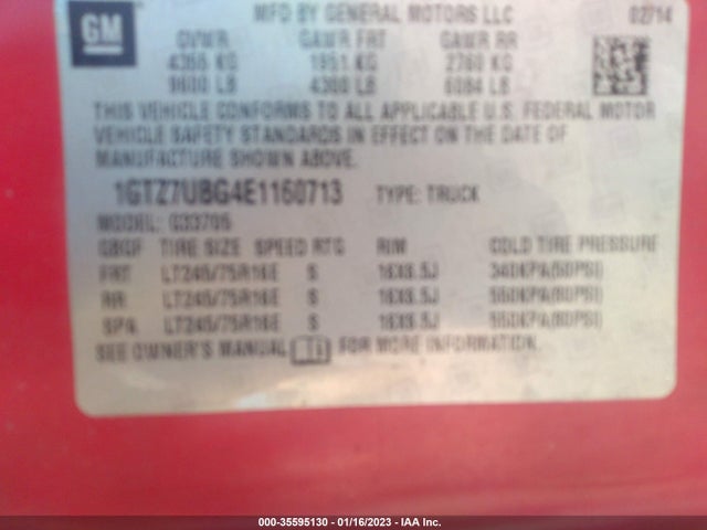 GMC SAVANA CARGO VAN 2014 1GTZ7UBG4E1160713 Image 9