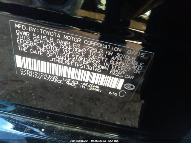 2015 Lexus LS, VIN: JTHBL5EF1F5138165