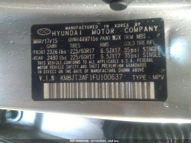 Hyundai TUCSON GLS 2015 KM8JT3AF1FU100637 Image 10