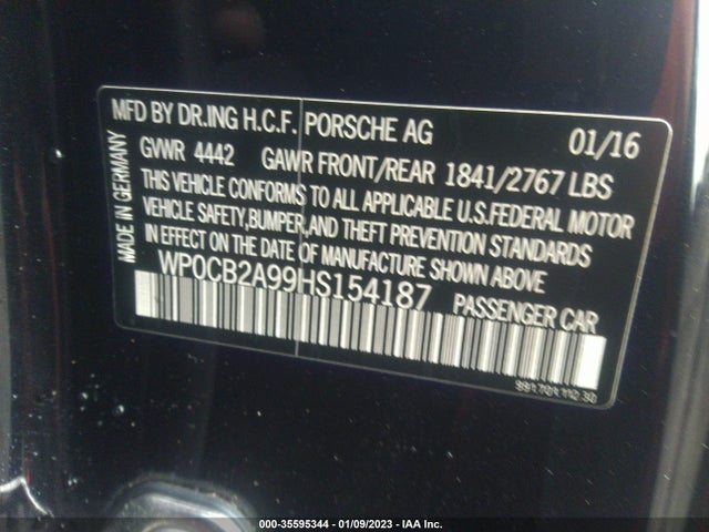 2017 Porsche 911, VIN: WP0CB2A99HS154187