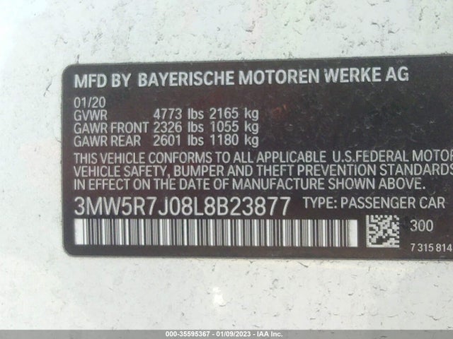 BMW 3 Series 330i Xdrive 2020 аукцион фото
