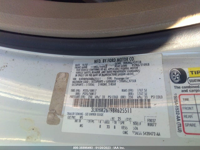 Lincoln MKZ 2008 3LNHM26T98R625511 Image 11
