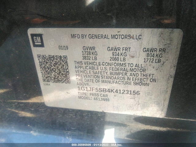 Chevrolet Sonic Premier 2019 1G1JF5SB4K4123156 Image 9