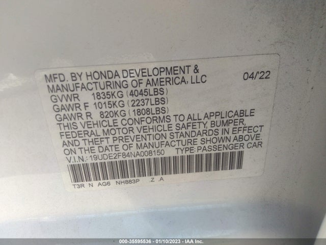 2022 Acura ILX, VIN: 19UDE2F84NA008150