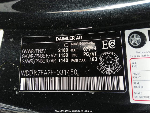 2015 Mercedes-Benz SL-Class, VIN: WDDJK7EA2FF031450