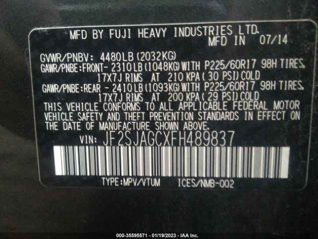 JF2SJAGCXFH489837 Subaru Forester 2.5i Premium