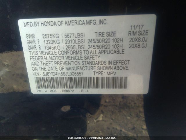 5J8YD4H56JL005557 Acura Mdx W/technology Pkg
