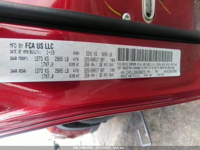1C4PJLLBXKD360219 Jeep Cherokee Latitude Plus