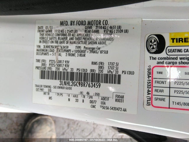 Lincoln MKZ 2011 3LNHL2GC9BR763459 Image 10