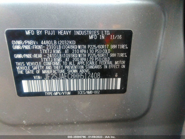 2017 Subaru Forester, VIN: JF2SJAEC8HH512408