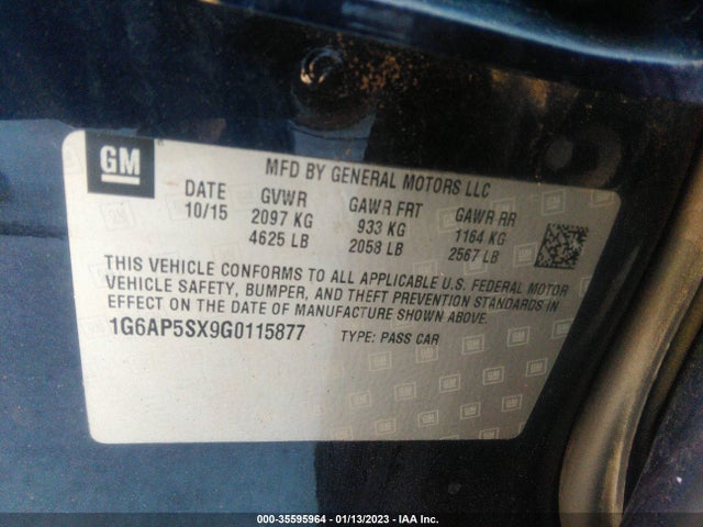 1G6AP5SX9G0115877 Cadillac Cts Sedan Rwd