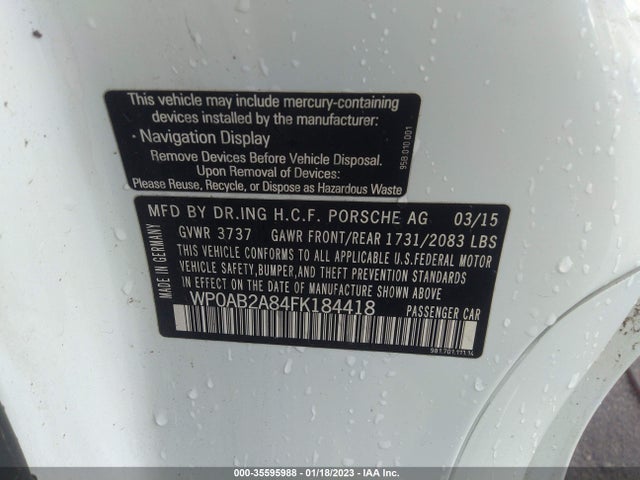 2015 Porsche Cayman, VIN: WP0AB2A84FK184418