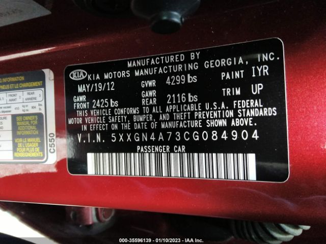 5XXGN4A73CG084904 KIA OPTIMA EX