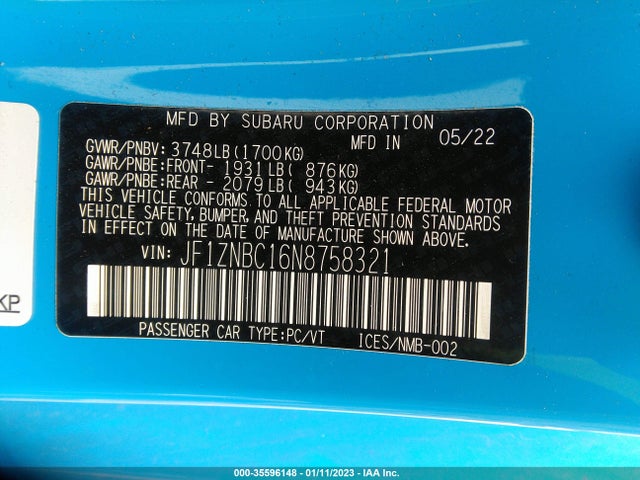 2022 Toyota GR 86, VIN: JF1ZNBC16N8758321