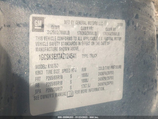 2010 CHEVROLET SILVERADO 1500 LT VIN: 1GCSKSE37AZ124541