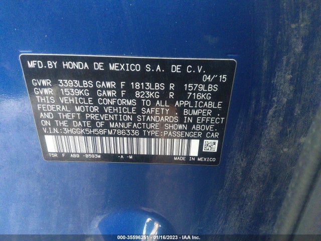 2015 Honda Fit, VIN: 3HGGK5H58FM786336