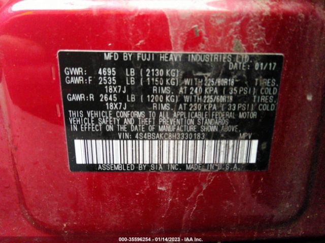 4S4BSAKC8H3330183 Subaru Outback Limited