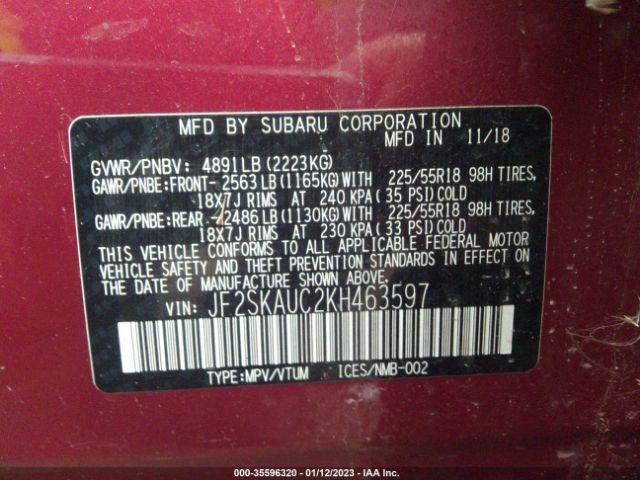 JF2SKAUC2KH463597 Subaru Forester Limited