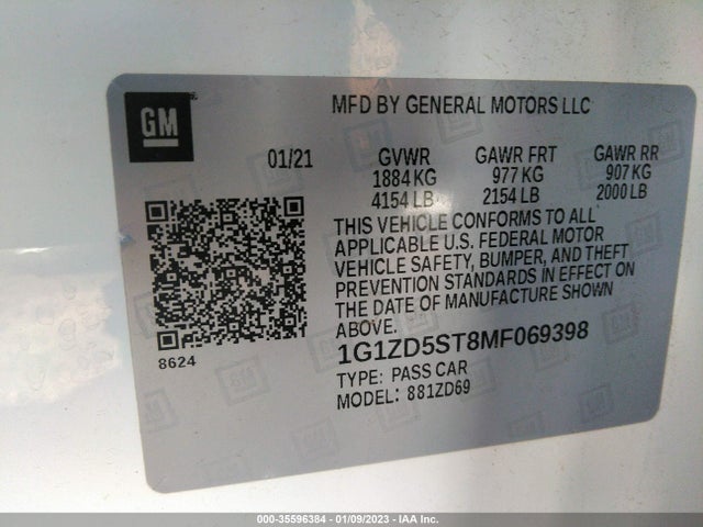 2021 Chevrolet Malibu, VIN: 1G1ZD5ST8MF069398