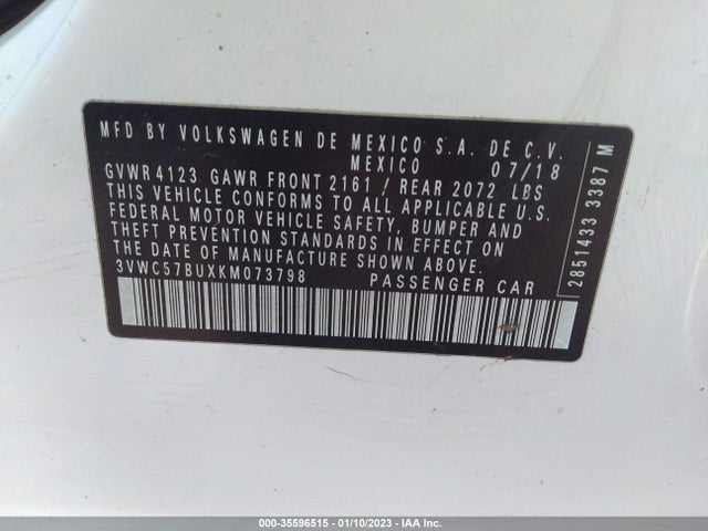 3VWC57BUXKM073798 Volkswagen Jetta S/se/r-line
