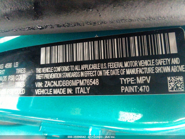 2021 Jeep Renegade, VIN: ZACNJDBB6MPM76548