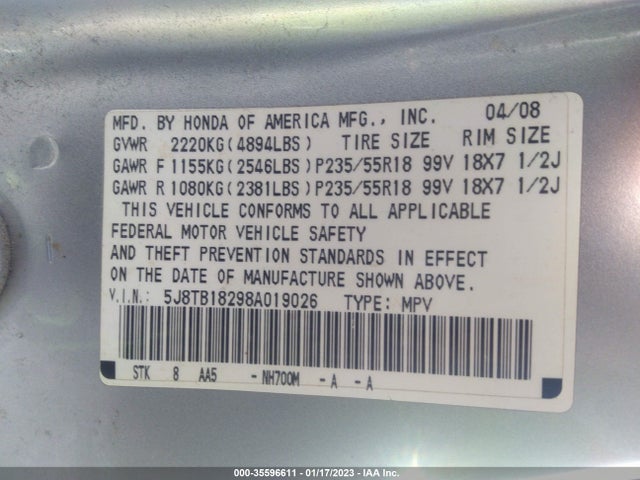 Acura RDX 2008 5J8TB18298A019026 Image 11