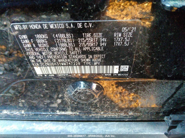 2021 HONDA HR-V LX VIN: 3CZRU6H31MM747228