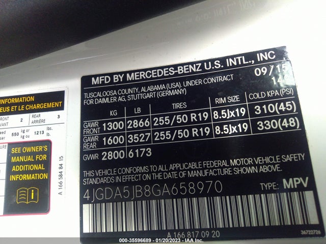2016 Mercedes-Benz GLE-Class, VIN: 4JGDA5JB8GA658970