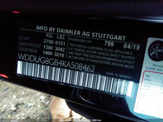 WDDUG8GB4KA508462 Mercedes-Benz S-class S 560