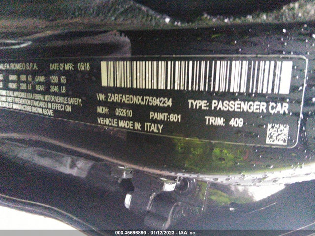 ZARFAEDNXJ7594234 Alfa Romeo Giulia