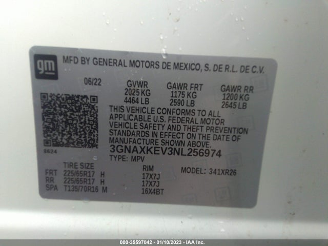 Chevrolet EQUINOX LT 2022 3GNAXKEV3NL256974 Image 10
