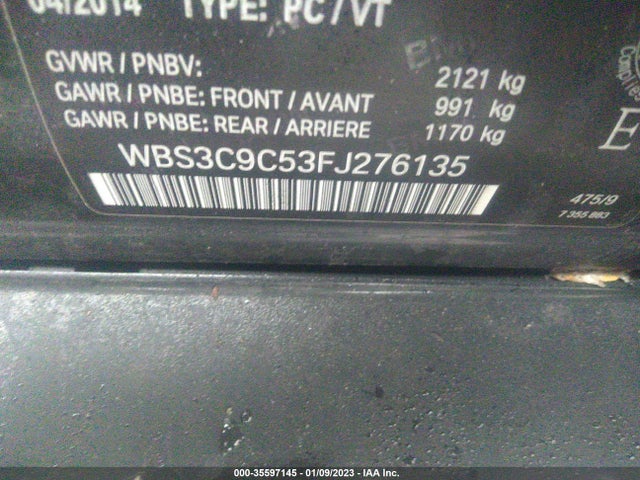 2015 BMW M3, VIN: WBS3C9C53FJ276135