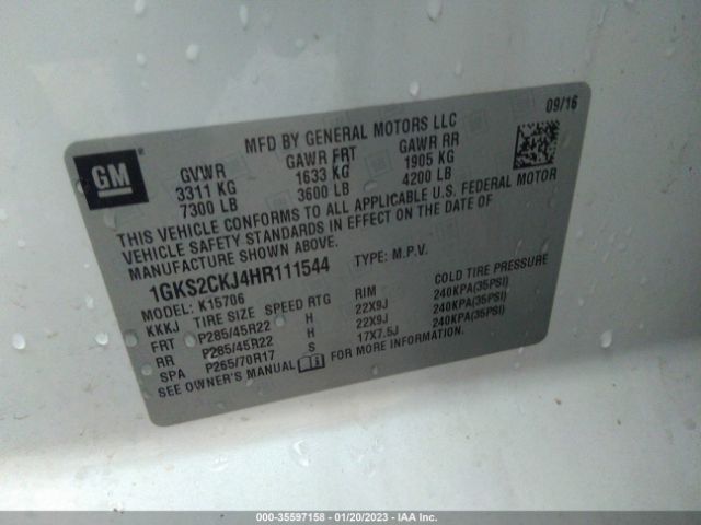 1GKS2CKJ4HR111544 GMC YUKON DENALI
