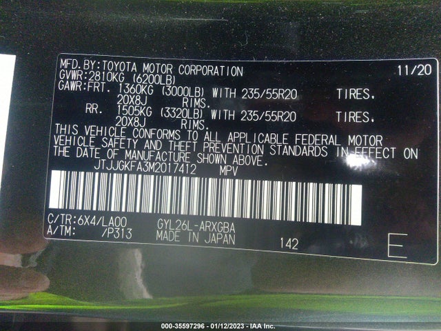 2021 Lexus RX, VIN: JTJJGKFA3M2017412