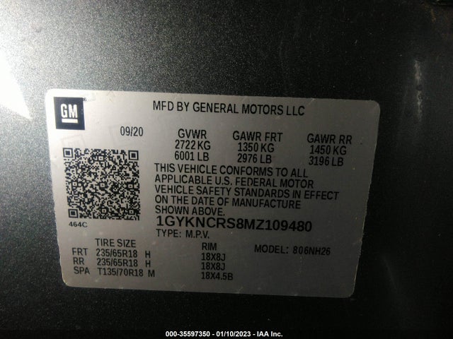 2021 Cadillac XT5, VIN: 1GYKNCRS8MZ109480